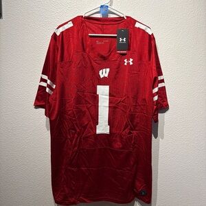 Under Armour Wisconsin Men's Red Jersey with White Stripes